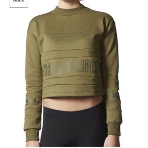 Adidas Three Stripe Cropped Sweatshirt